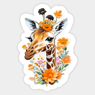 Cute giraffe in flowers Sticker